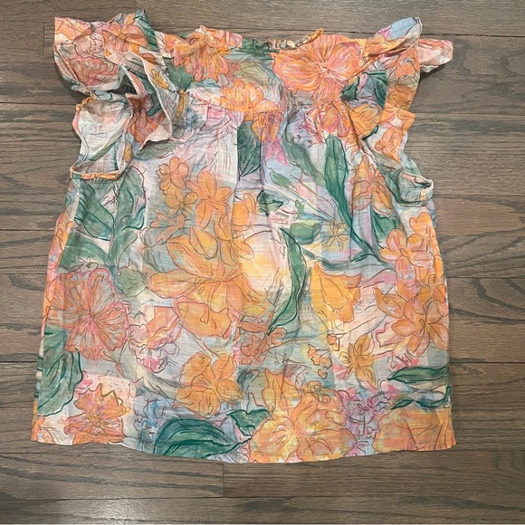Rails Ruffle Sleeve Top Calista Tropical Floral Small Vacation Bloomcore - Picture 4 of 6